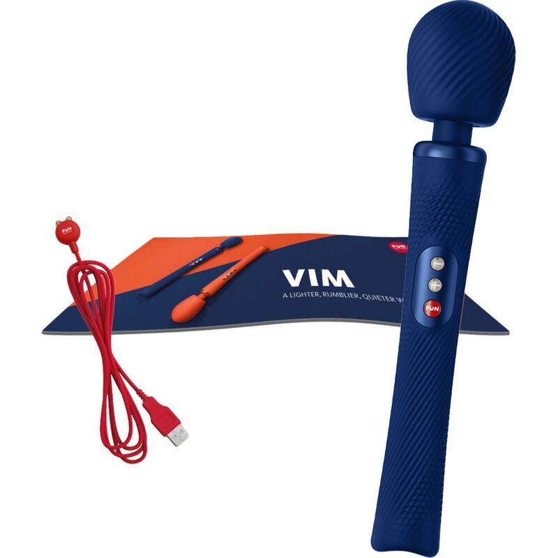 FUN FACTORY VIM WAND RUMBLE VIBRADOR RECARGABLE SILICONA AZUL